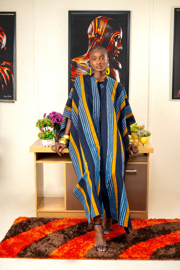 Aso Oke Kimono-Blue