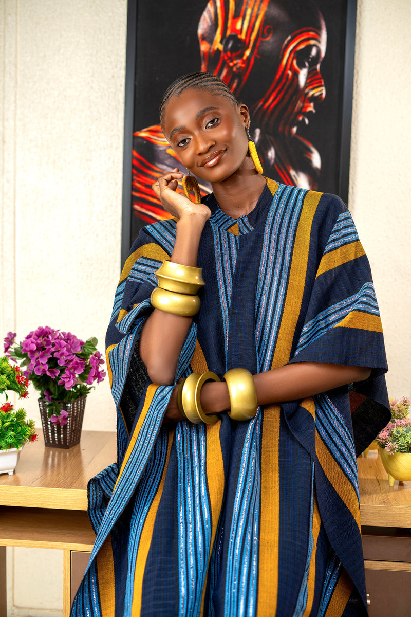 Aso Oke Kimono-Blue