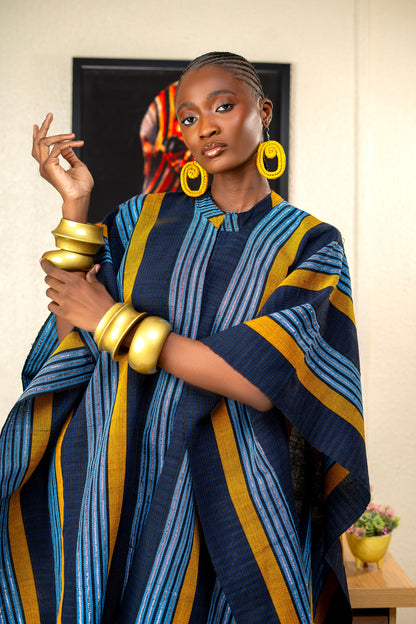 Aso Oke Kimono-Blue