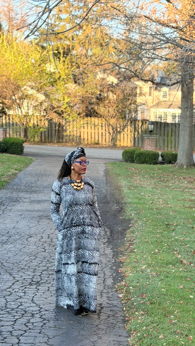 Adire Long Sleeve Dress