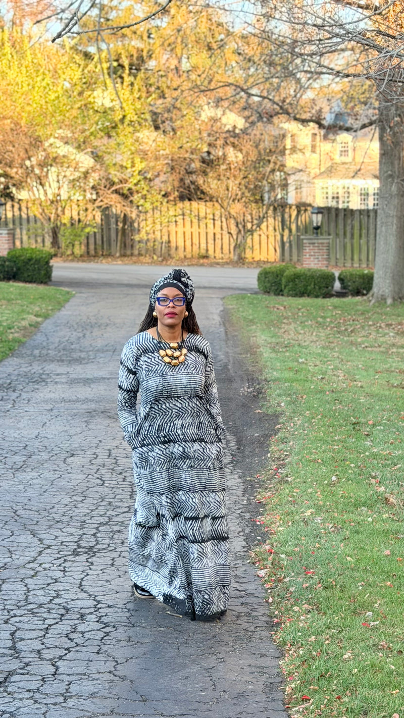 Adire Long Sleeve Dress