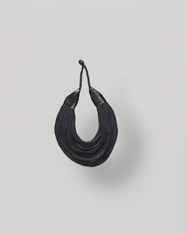 Aziza Genuine Leather Multi Strand Statement Necklace