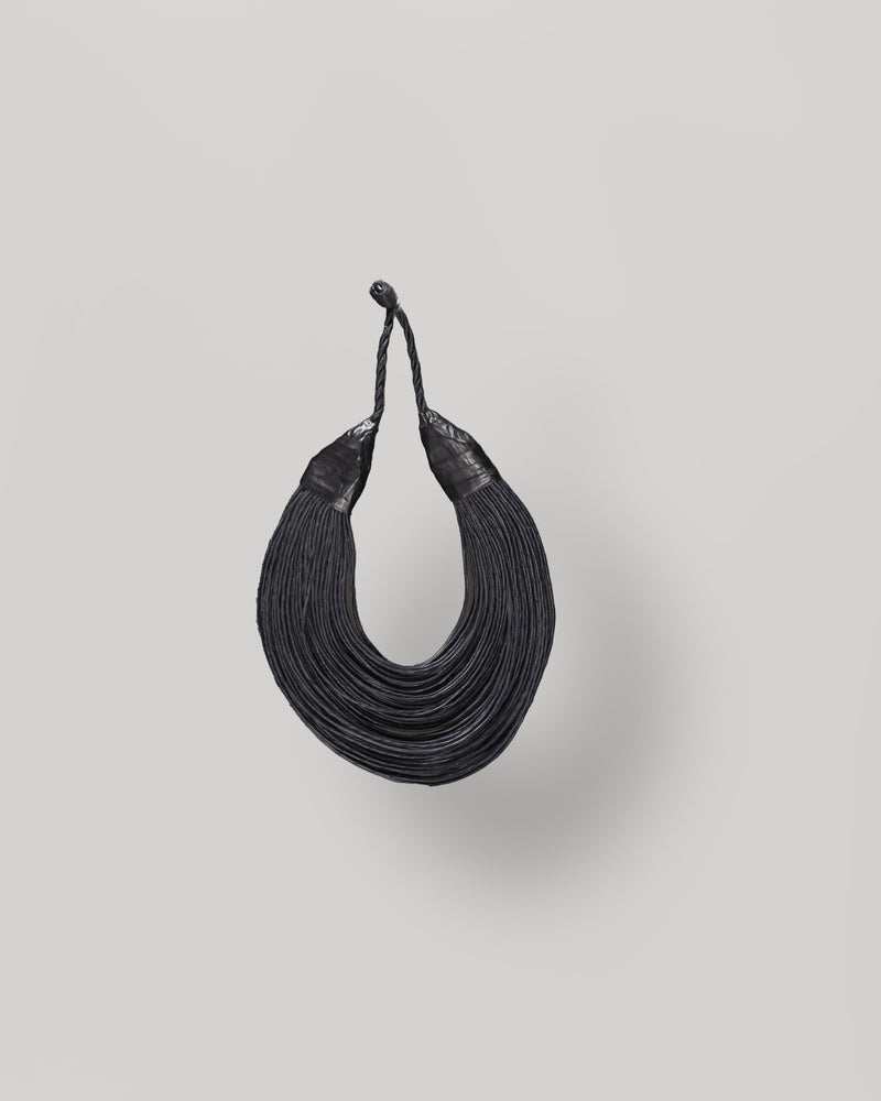 Aziza Genuine Leather Multi Strand Statement Necklace