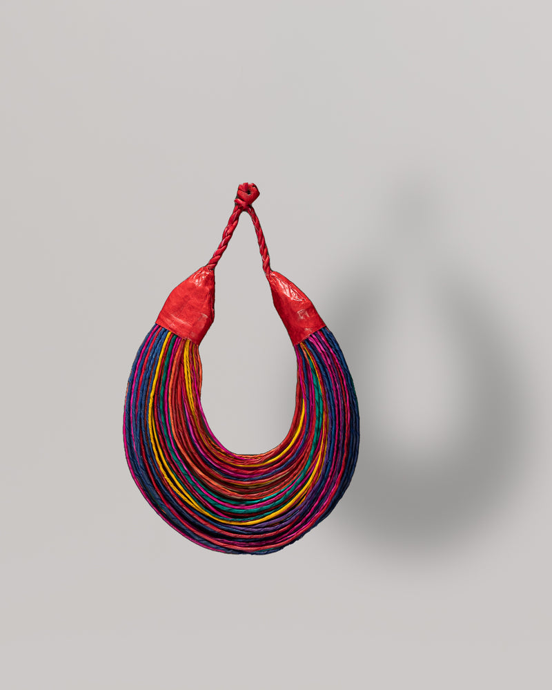 Aziza Genuine Leather Multi Strand Statement Necklace